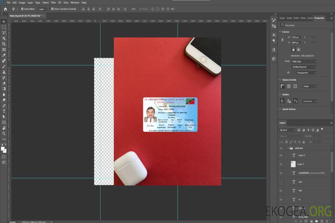 Photolook avant du permis de conduire de Saint-Kitts-et-Nevis template Photolook avant du permis de conduire de Saint-Kitts-et-Nevis template